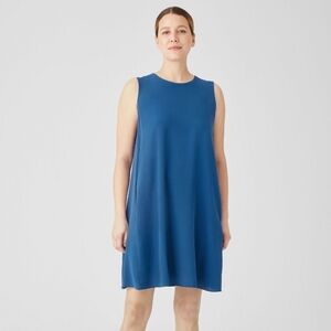 Eileen Fisher Silk Medium Sleeveless Blue Dress